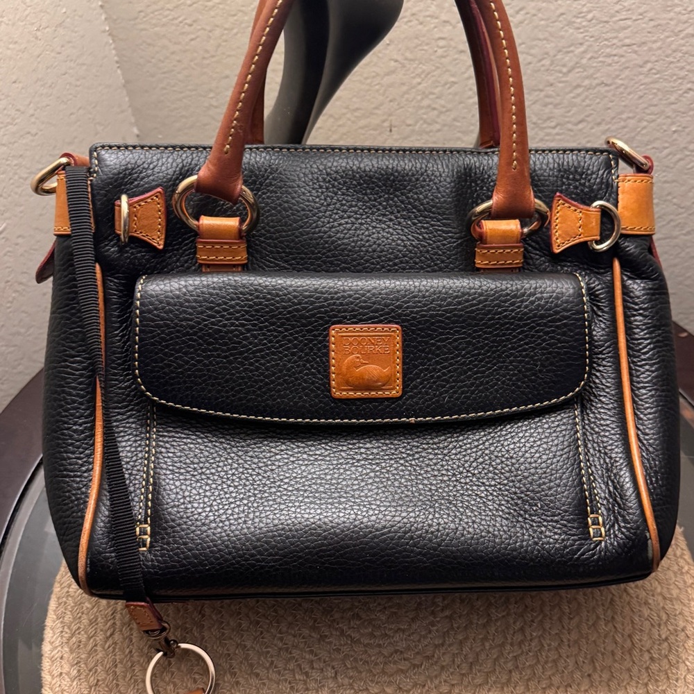 Dooney & Bourke Vintage Black and Brown Leather Satchel